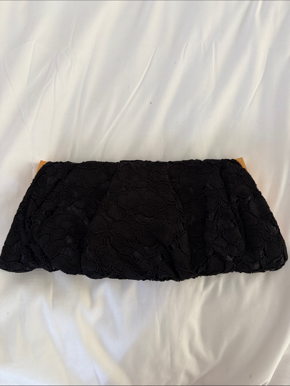 Dolce & Gabbana Black Lace Clutch with Gold Accents